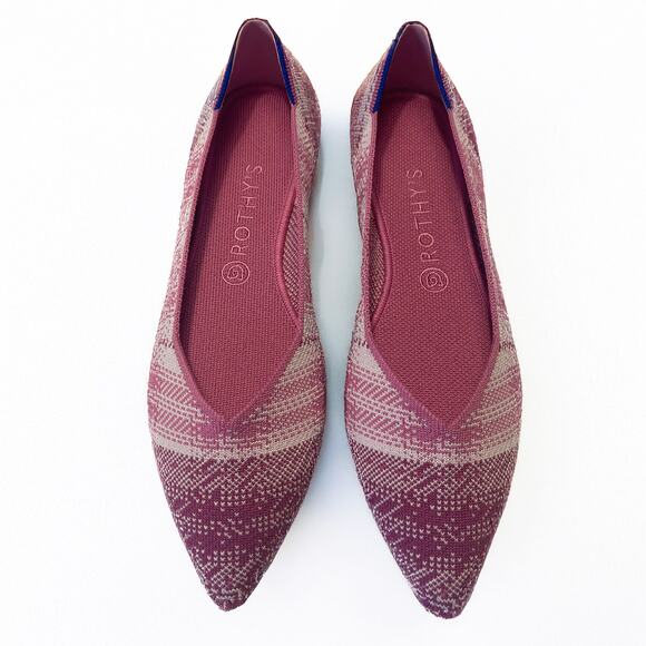 ROTHY'S NWOT Rare Breast Cancer Plaid Pointed Flats in Pink Size 11.5 - Picture 3 of 12
